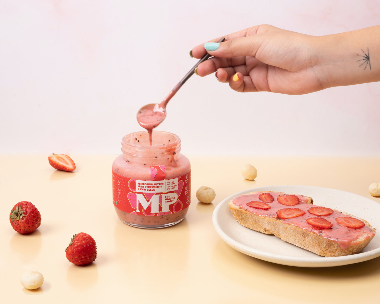 Macadamia Butter with Strawberry and Chia Seeds